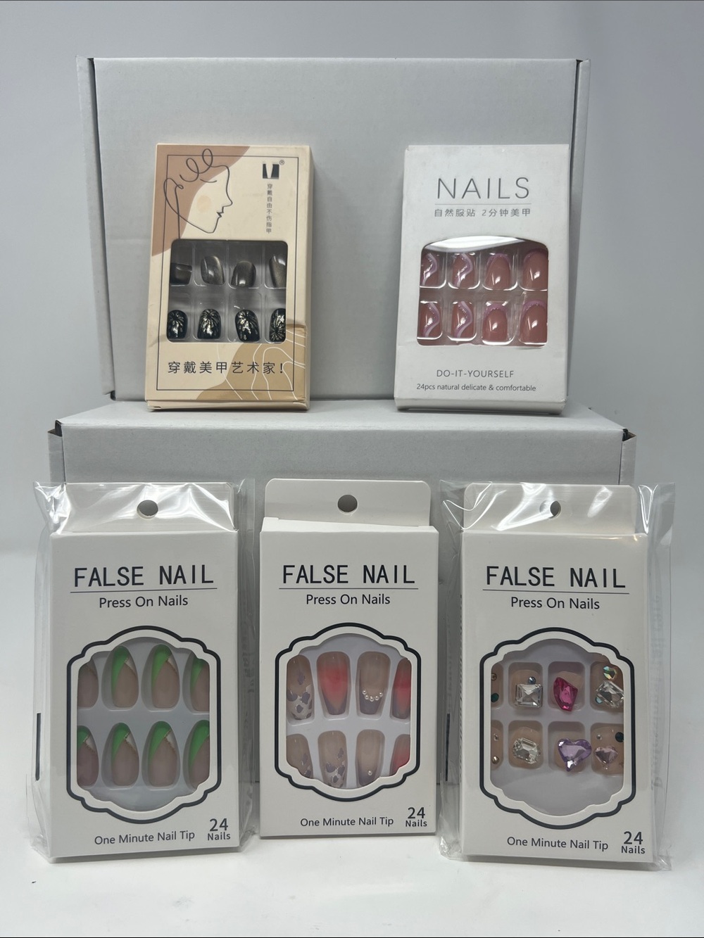 Bundle of 5 sets of assorted press on nails-9